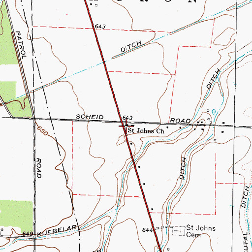 Topographic Map of Saint John Lutheran Church, OH