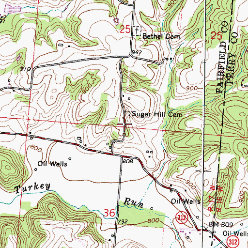 Topographic Map of Sugar Hill School (historical), OH