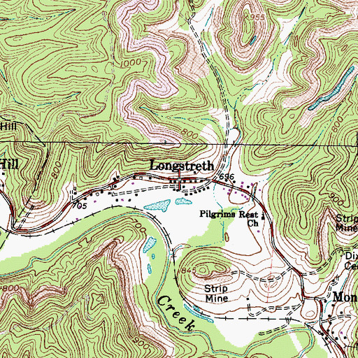 Topographic Map of Longstreth, OH