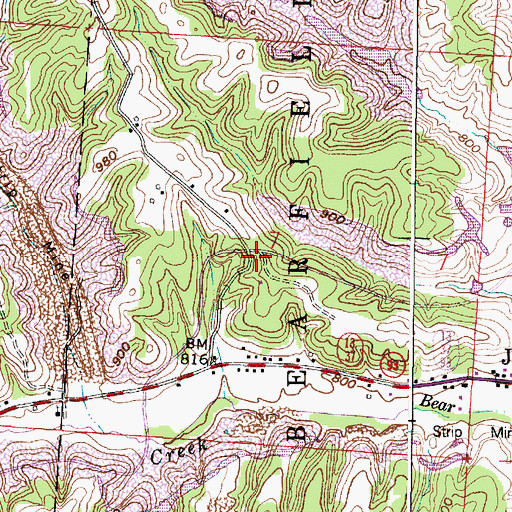Topographic Map of Blossom Grove School (historical), OH