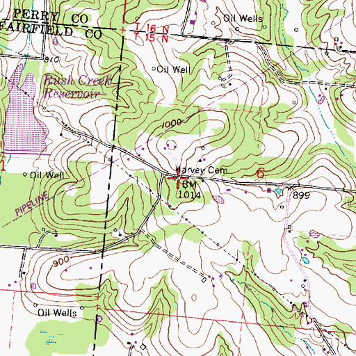 Topographic Map of Harvey Chapel (historical), OH