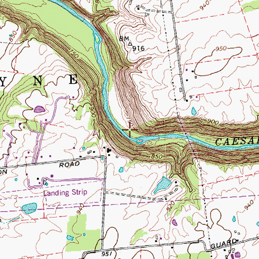 Topographic Map of Caesar Creek Gorge State Natural Area, OH