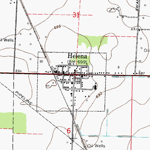 Topographic Map of Helena, OH