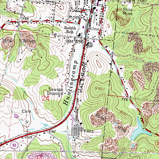 Topographic Map of Hitchcock, OH