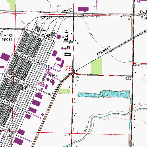 Topographic Map of Hobart, OH