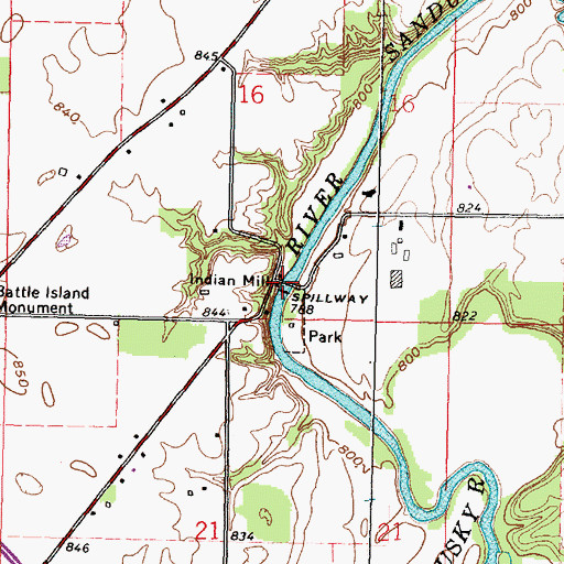 Topographic Map of Indian Mill, OH