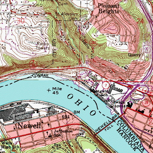 Topographic Map of Jethro, OH