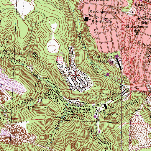 Topographic Map of Lincoln Heights, OH