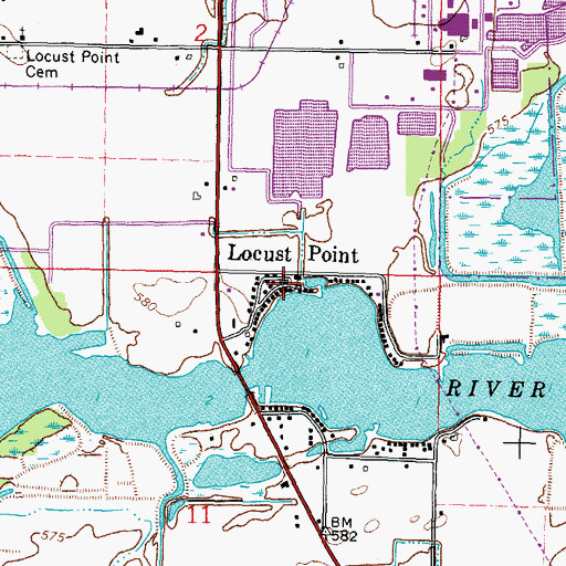 Topographic Map of Locust Point, OH