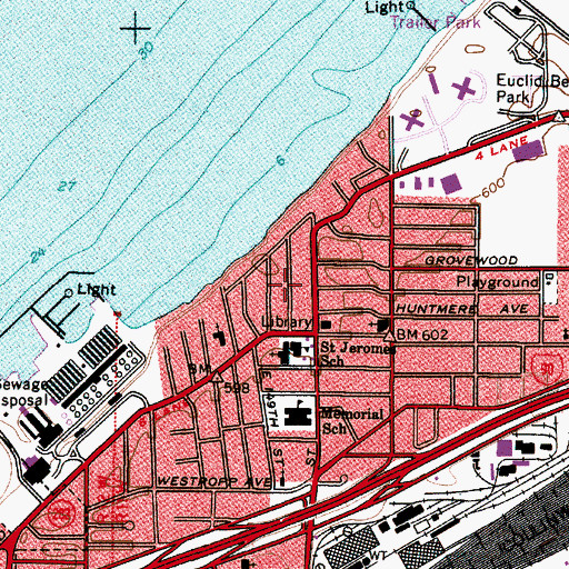 Topographic Map of Manhattan Beach, OH