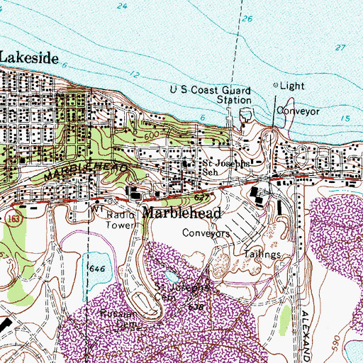 Topographic Map of Marblehead, OH