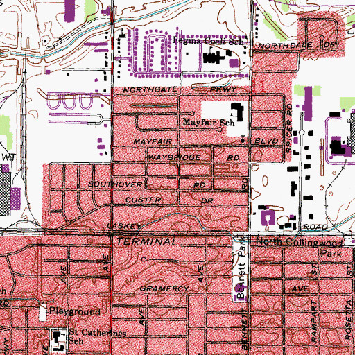 Topographic Map of Mayfair Park, OH