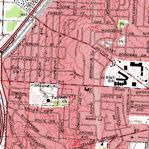 Topographic Map of Wrightview, OH