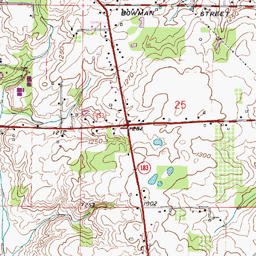 Topographic Map of Yeagleys Corners, OH