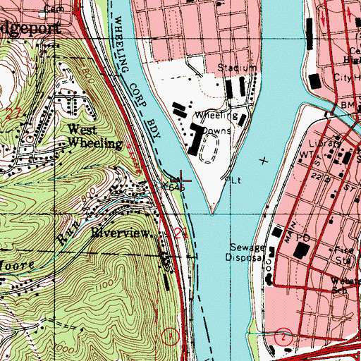 Topographic Map of Moore Run, OH