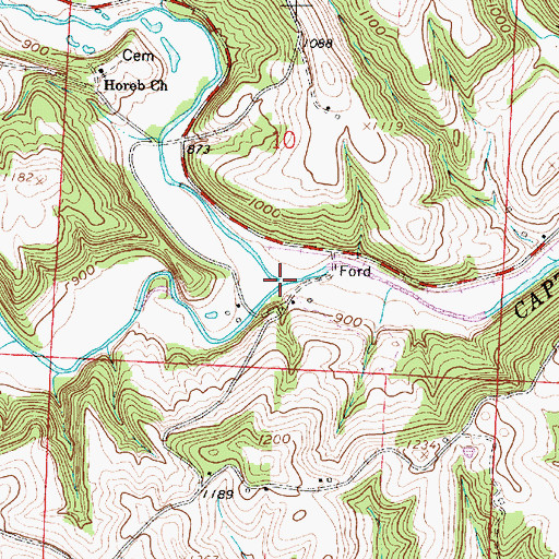 Topographic Map of North Fork Captina Creek, OH