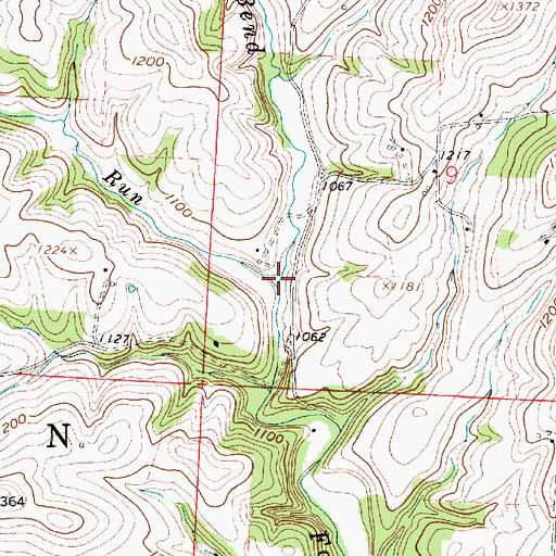 Topographic Map of Packsaddle Run, OH