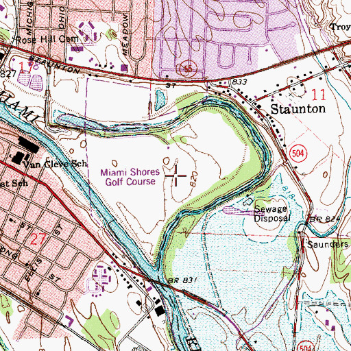 Topographic Map of Gahagans Prairie, OH