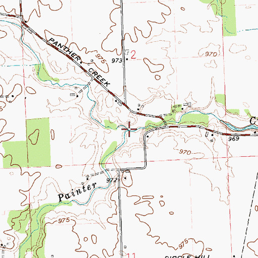 Topographic Map of Little Painter Creek, OH