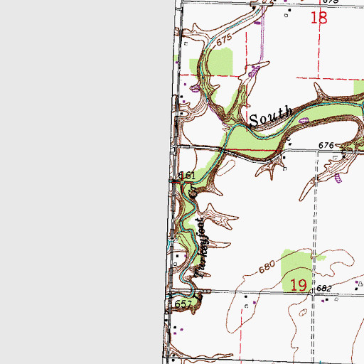 Topographic Map of Little Turkeyfoot Creek, OH