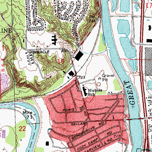 Topographic Map of Miami Shores, OH