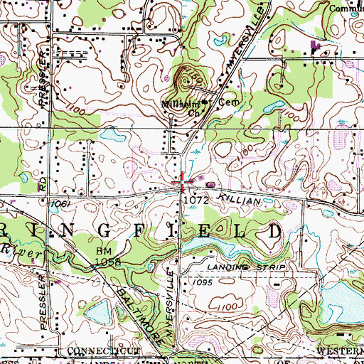 Topographic Map of Millheim, OH