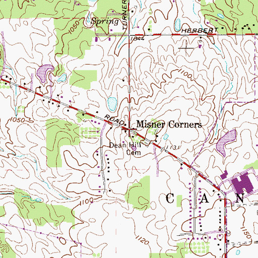 Topographic Map of Misner Corners, OH