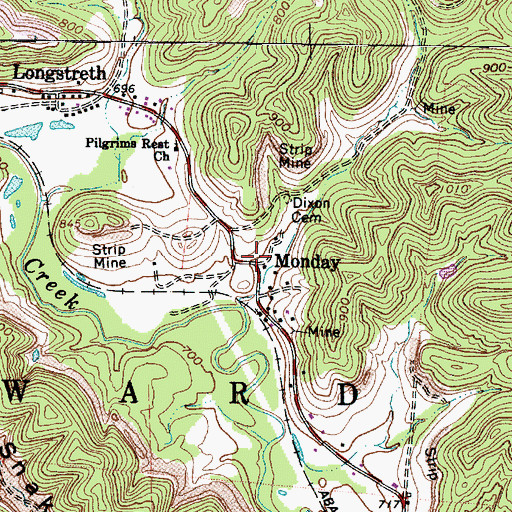 Topographic Map of Monday, OH