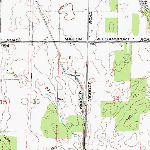 Topographic Map of Muskrat Ditch, OH