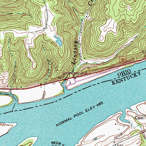 Topographic Map of Ellison Run, OH