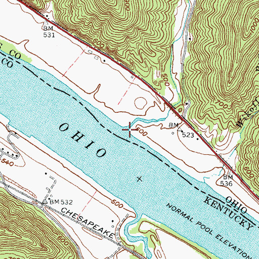 Topographic Map of Long Lick Run, OH
