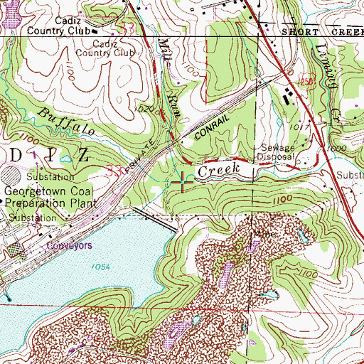 Topographic Map of Mill Run, OH