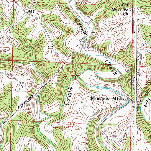 Topographic Map of Little Olive Green Creek, OH