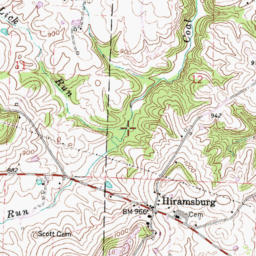 Topographic Map of Lick Run, OH