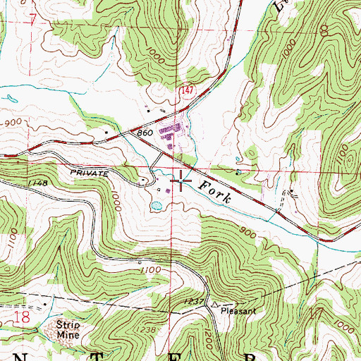 Topographic Map of Little Buffalo Creek, OH
