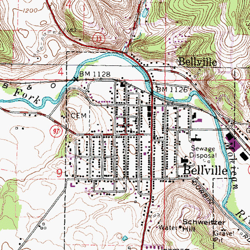 Topographic Map of Bellville United Presbyterian Church, OH