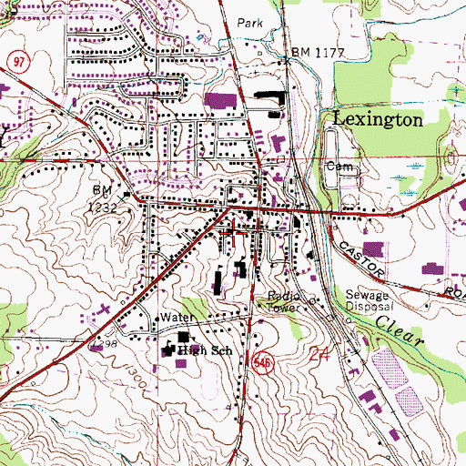 Topographic Map of Lexington United Presbyterian Church, OH