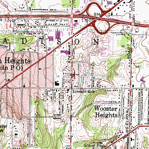 Topographic Map of Lincoln Heights Baptist Church, OH