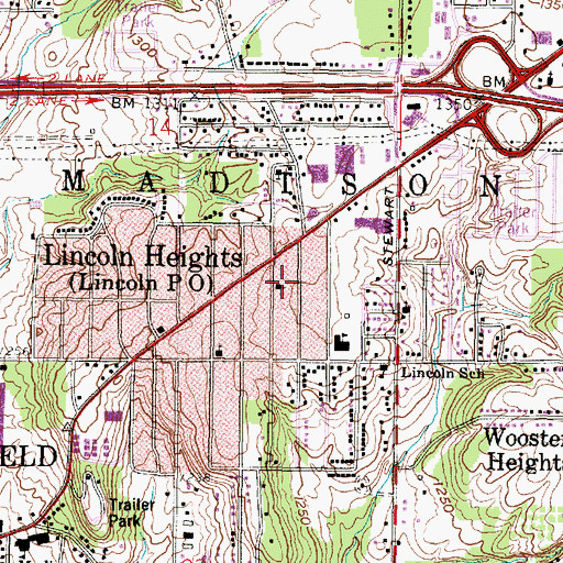 Topographic Map of Lincoln Heights Gospel Chapel, OH