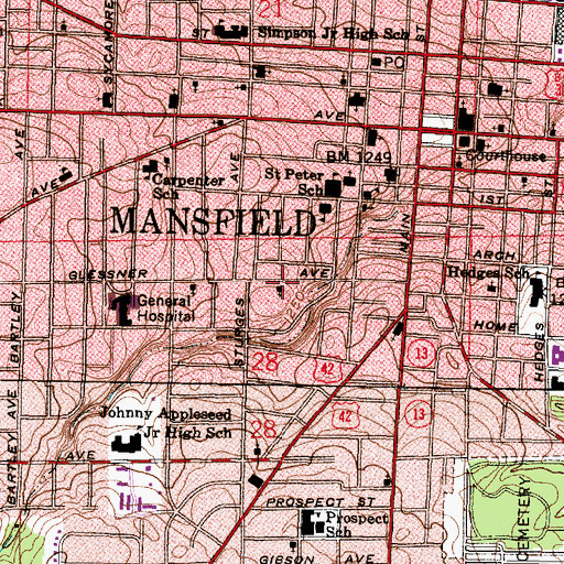 Topographic Map of Mitchell Chapel African Methodist Episcopal Church, OH