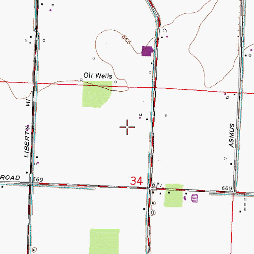 Topographic Map of Hulls Prairie, OH