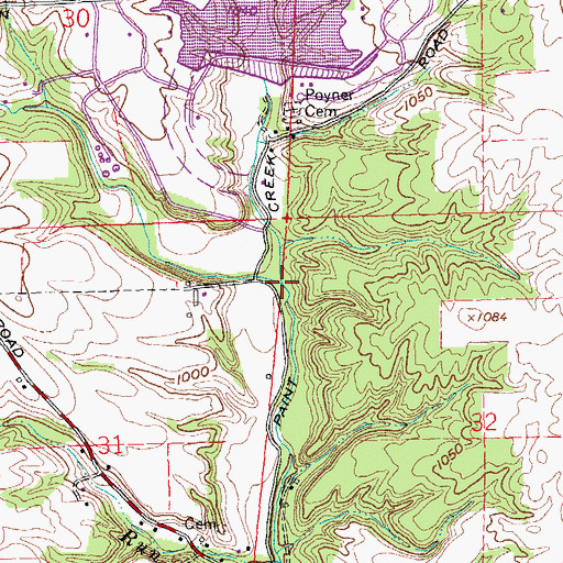 Topographic Map of Sugar Run, OH