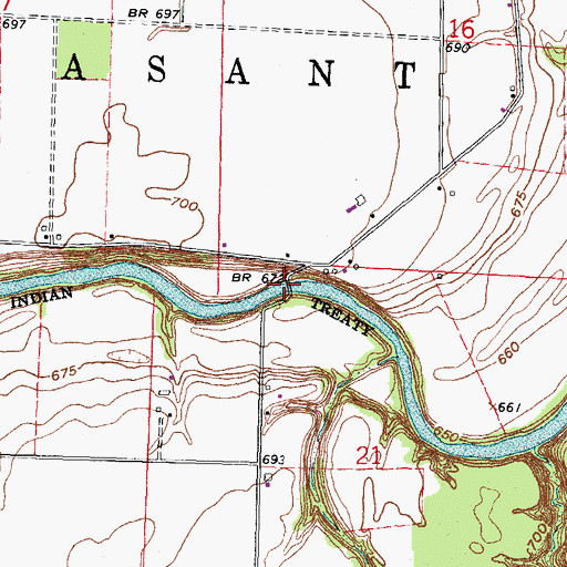Topographic Map of Abbots Bridge, OH