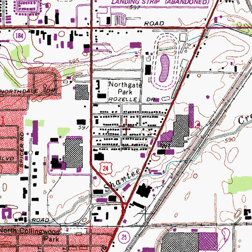 Topographic Map of Northgate, OH