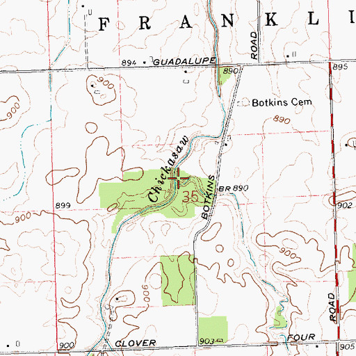 Topographic Map of East Fork Chickasaw Creek, OH