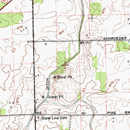 Topographic Map of Scherman Ditch, OH