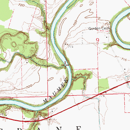 Topographic Map of Marie DeLarme Creek, OH