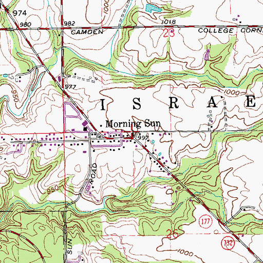 Topographic Map of Morning Sun Church, OH