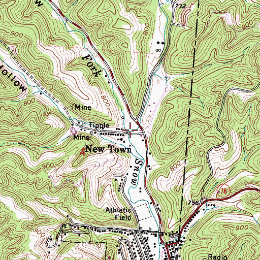 Topographic Map of Middle Fork Snow Fork, OH