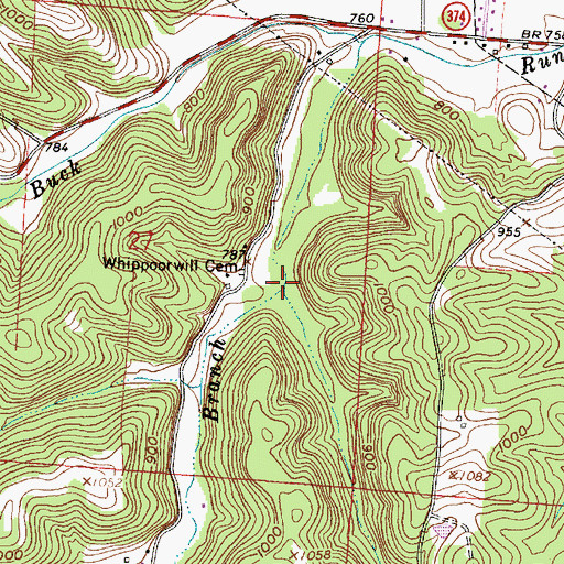Topographic Map of Rocky Fork, OH